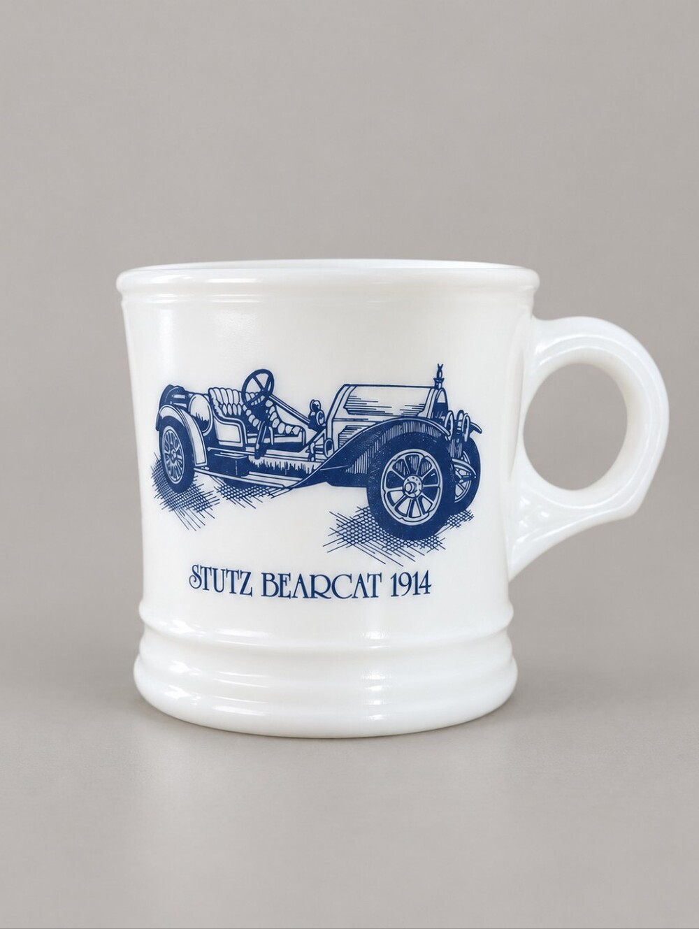 Vintage Surrey Stutz Bearcat 1914 Milk Glass Shaving Mug Made In USA